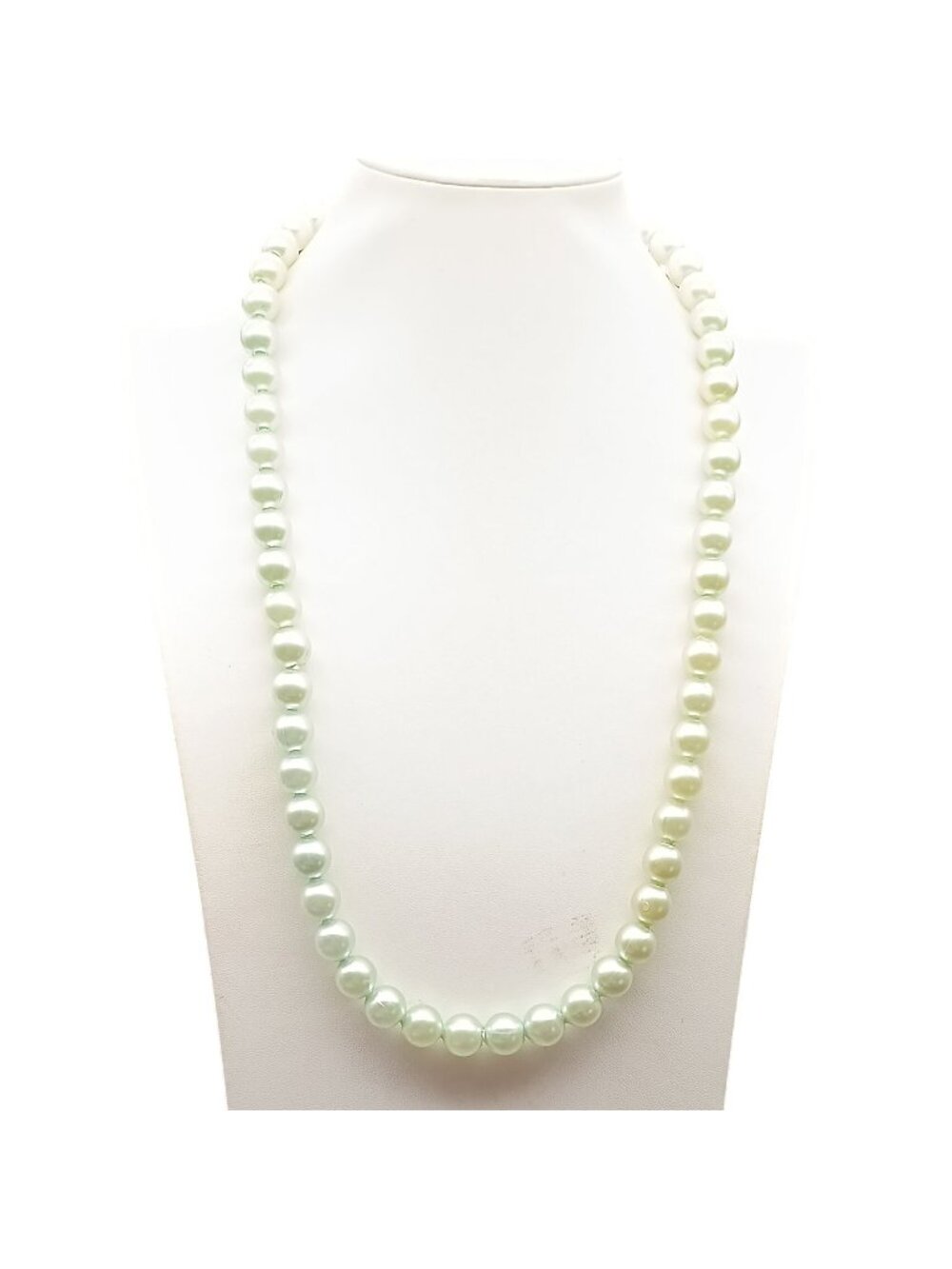 Vintage Hint of Green Faux Pearl Necklace with Pop Beads